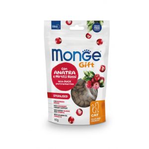 Monge Gift Sterilised Gatto con Anatra e Mirtilli Rossi Filled and Crunchy 60 gr.