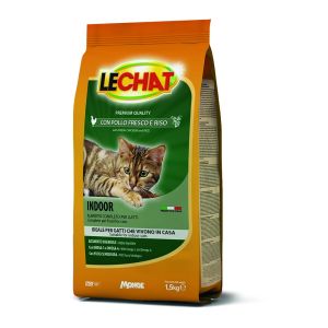 LeChat Gatto Croccantini Indoor con Pollo Fresco e Riso 1.5 KG