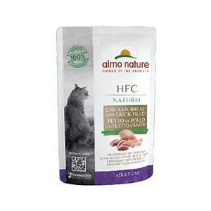 ALMO NATURE GATTO NATURAL PETTO DI POLLO E FILETTO D'ANATRA 55 GR HFC
